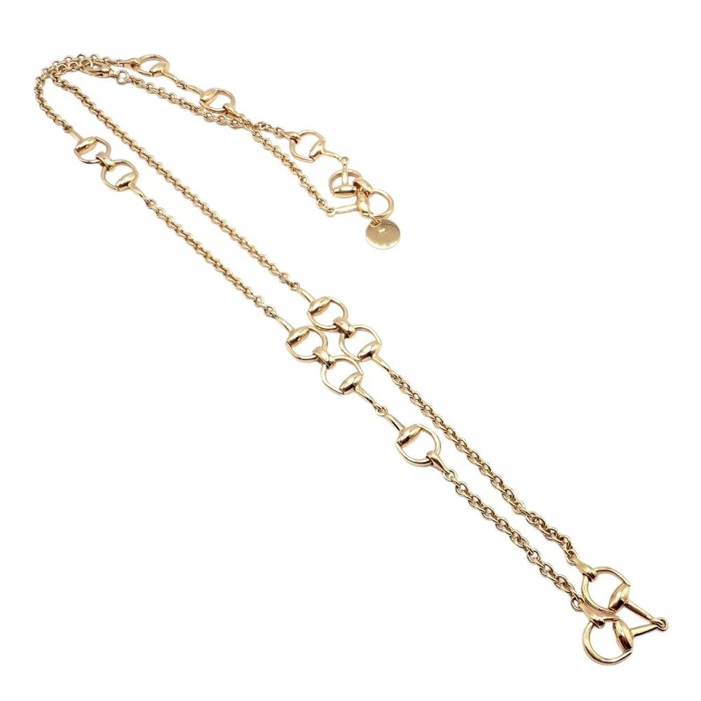 Rare! Authentic Gucci 18k Yellow Gold Horsebit 34.5" Long Chain Sautoir Necklace - Picture 3 of 11